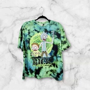 5 for $25 Rick & Morty green tie dye cotton stretch T-shirt size small
